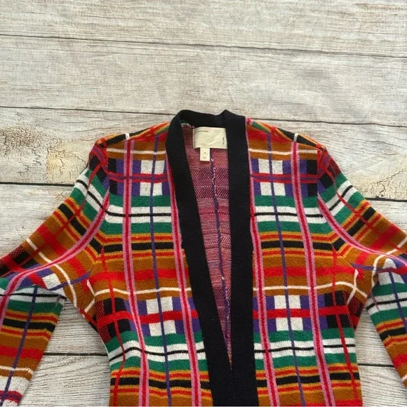 Moth by Anthropologie Williston plaid cardigan multicolor with belt Size M - Picture 5 of 16